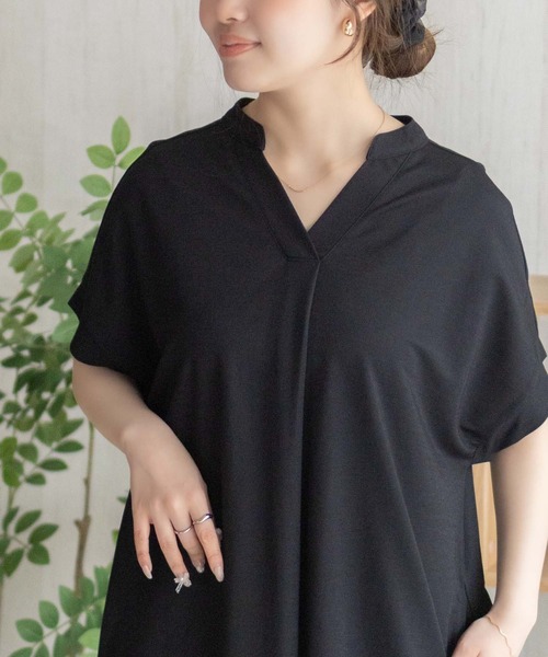 NAVY(ネイビー)の「NAVY SARARI スキッパーロングワンピース【接触冷感】(ワンピース・レディース・ブラック/チャコールグレー/モカ・M/L)」の5枚目の写真