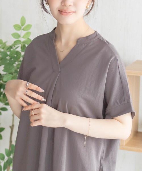 NAVY(ネイビー)の「NAVY SARARI スキッパーロングワンピース【接触冷感】(ワンピース・レディース・ブラック/チャコールグレー/モカ・M/L)」の16枚目の写真