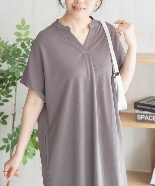 NAVY(ネイビー)の「NAVY SARARI スキッパーロングワンピース【接触冷感】(ワンピース・レディース・ブラック/チャコールグレー/モカ・M/L)」の18枚目の写真