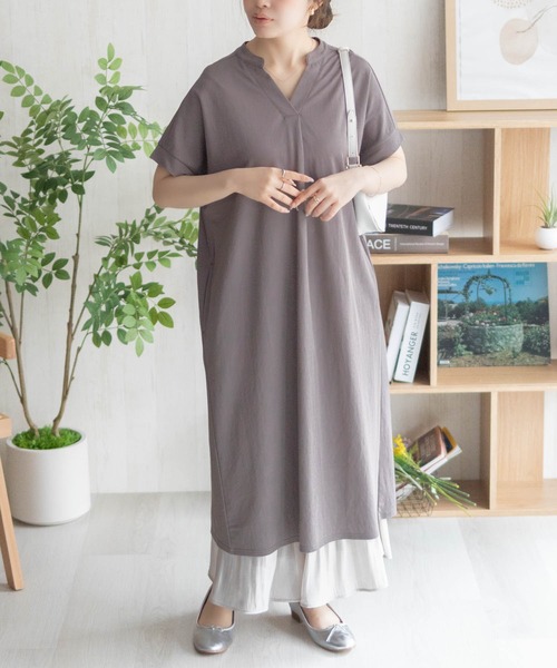 NAVY(ネイビー)の「NAVY SARARI スキッパーロングワンピース【接触冷感】(ワンピース・レディース・ブラック/チャコールグレー/モカ・M/L)」の19枚目の写真