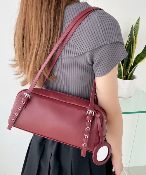 WEGO（ウィゴー）の「WEGO/ミラー付きボストンバッグ（ボストンバッグ・レディース・ブラック/ライトピンク/ホワイト/レッド・FREE）」の4枚目の写真