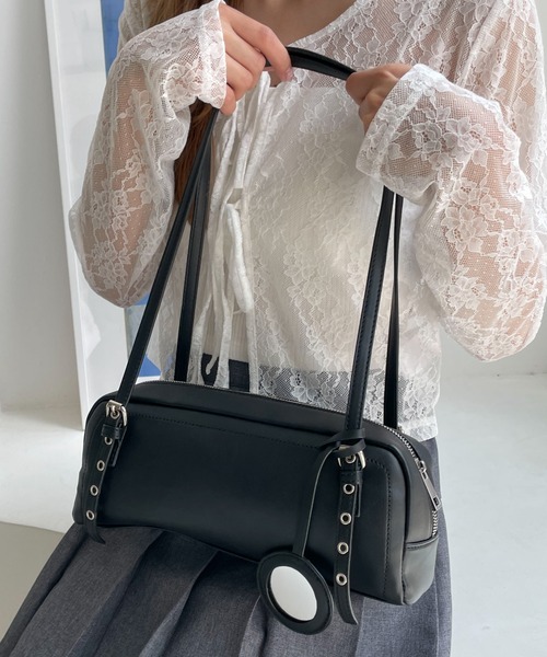 WEGO（ウィゴー）の「WEGO/ミラー付きボストンバッグ（ボストンバッグ・レディース・ブラック/ライトピンク/ホワイト/レッド・FREE）」の2枚目の写真