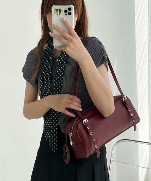 WEGO（ウィゴー）の「WEGO/ミラー付きボストンバッグ（ボストンバッグ・レディース・ブラック/ライトピンク/ホワイト/レッド・FREE）」の8枚目の写真