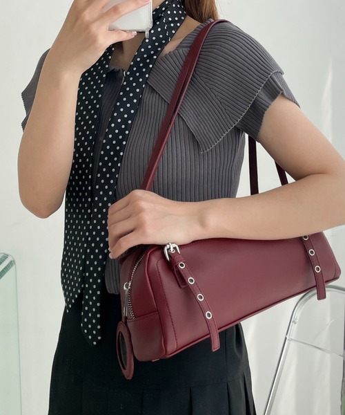 WEGO（ウィゴー）の「WEGO/ミラー付きボストンバッグ（ボストンバッグ・レディース・ブラック/ライトピンク/ホワイト/レッド・FREE）」の7枚目の写真