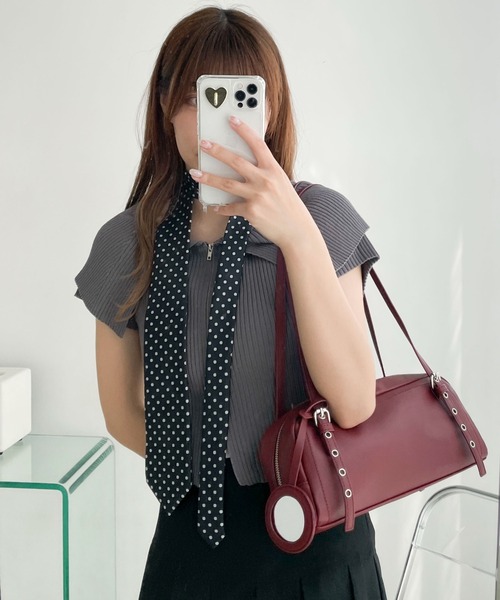 WEGO（ウィゴー）の「WEGO/ミラー付きボストンバッグ（ボストンバッグ・レディース・ブラック/ライトピンク/ホワイト/レッド・FREE）」の6枚目の写真