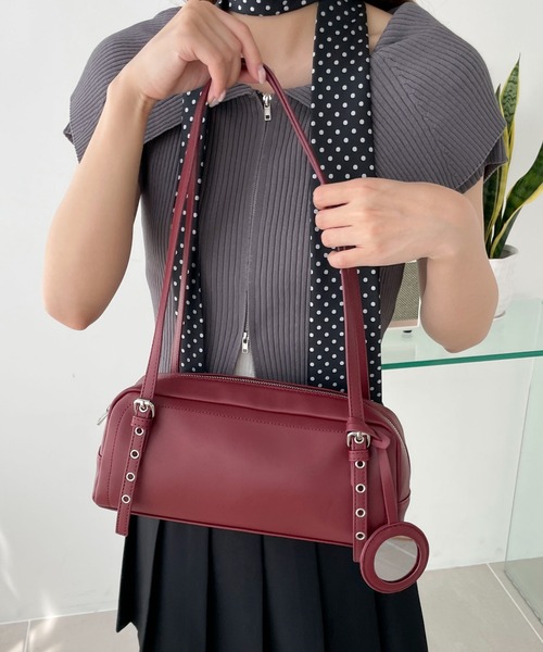 WEGO（ウィゴー）の「WEGO/ミラー付きボストンバッグ（ボストンバッグ・レディース・ブラック/ライトピンク/ホワイト/レッド・FREE）」の5枚目の写真