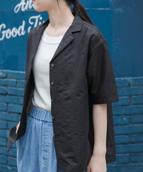 FORK&SPOON（フォークアンドスプーン）の「FORK&SPOON　リネンワッシャーオープンカラーシャツ（シャツ/ブラウス・レディース・ブラック系その他/ホワイト系その他・1）」の13枚目の写真