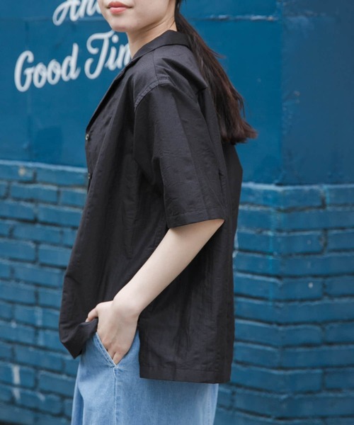FORK&SPOON（フォークアンドスプーン）の「FORK&SPOON　リネンワッシャーオープンカラーシャツ（シャツ/ブラウス・レディース・ブラック系その他/ホワイト系その他・1）」の15枚目の写真