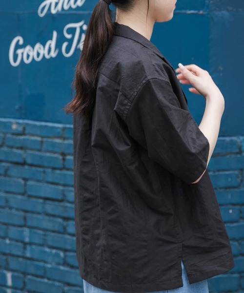 FORK&SPOON（フォークアンドスプーン）の「FORK&SPOON　リネンワッシャーオープンカラーシャツ（シャツ/ブラウス・レディース・ブラック系その他/ホワイト系その他・1）」の17枚目の写真