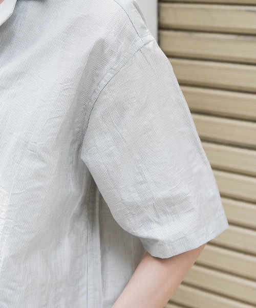 FORK&SPOON（フォークアンドスプーン）の「FORK&SPOON　リネンワッシャーオープンカラーシャツ（シャツ/ブラウス・レディース・ブラック系その他/ホワイト系その他・1）」の3枚目の写真