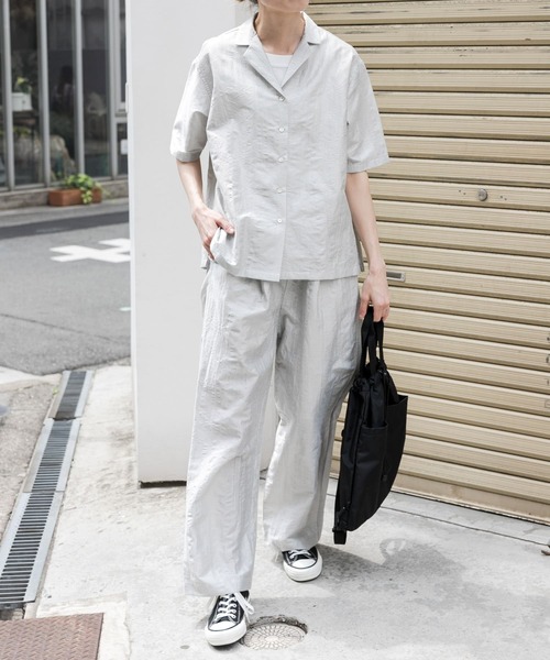 FORK&SPOON（フォークアンドスプーン）の「FORK&SPOON　リネンワッシャーオープンカラーシャツ（シャツ/ブラウス・レディース・ブラック系その他/ホワイト系その他・1）」の5枚目の写真