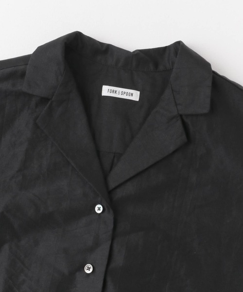 FORK&SPOON（フォークアンドスプーン）の「FORK&SPOON　リネンワッシャーオープンカラーシャツ（シャツ/ブラウス・レディース・ブラック系その他/ホワイト系その他・1）」の10枚目の写真