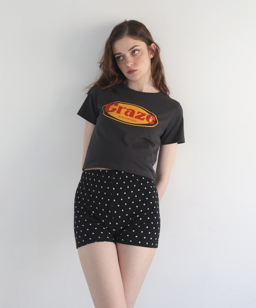 Mili affinity(ミリアフィニティー)の「センターロゴコンパクト半袖Tシャツ(Tシャツ/カットソー・レディース・レッド/オフホワイト/ブルー/ブラック・FREE)」の2枚目の写真
