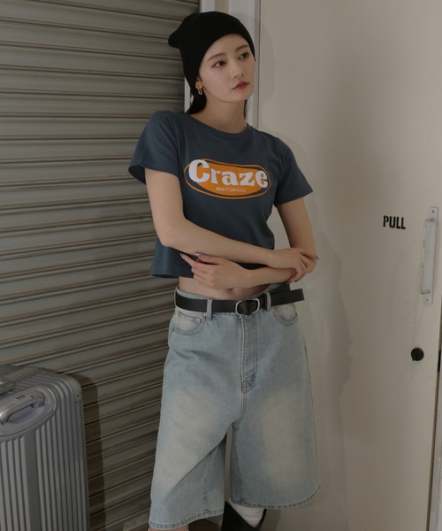 Mili affinity(ミリアフィニティー)の「センターロゴコンパクト半袖Tシャツ(Tシャツ/カットソー・レディース・レッド/オフホワイト/ブルー/ブラック・FREE)」の8枚目の写真