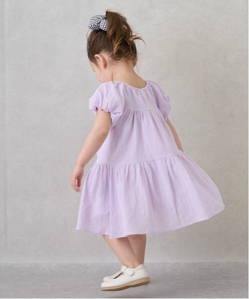 petit main（プティマイン）の「【スマイル/速乾】袖バルーンワンピ（ワンピース・キッズ・ラベンダー/チャコール/ブルー/クリーム・80ｃｍ/130cm/100cm/120cm/90cm/110cm）」の8枚目の写真