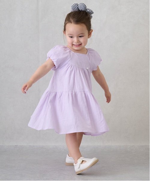 petit main（プティマイン）の「【スマイル/速乾】袖バルーンワンピ（ワンピース・キッズ・ラベンダー/チャコール/ブルー/クリーム・80ｃｍ/130cm/100cm/120cm/90cm/110cm）」の9枚目の写真