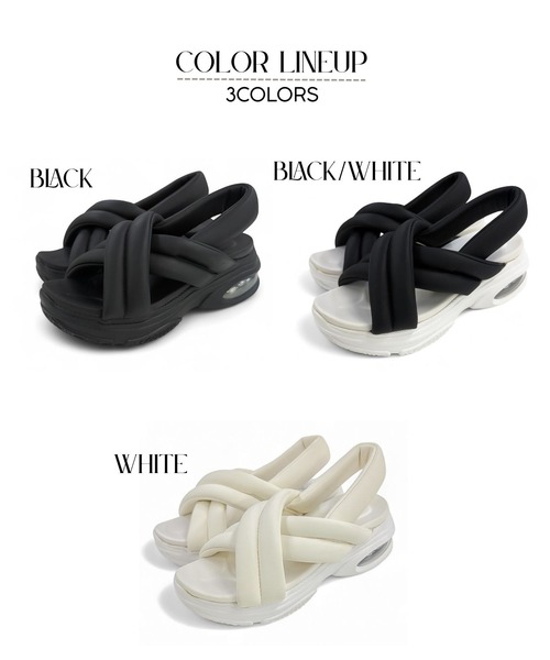 Sugar Sugar（シュガーシュガー）の「クッション ソール サンダル【SUGAR SUGAR シュガーシュガー】5900 厚底　スニーカー（サンダル・レディース・ホワイト/ブラック/ブラック×ホワイト・LL/S/M/L）」の5枚目の写真