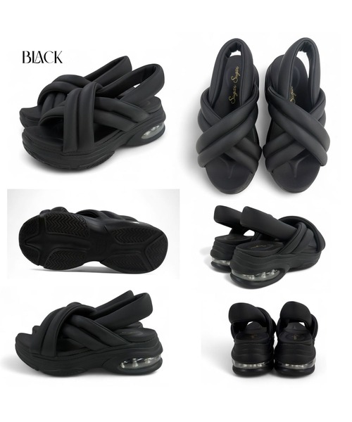 Sugar Sugar（シュガーシュガー）の「クッション ソール サンダル【SUGAR SUGAR シュガーシュガー】5900 厚底　スニーカー（サンダル・レディース・ホワイト/ブラック/ブラック×ホワイト・LL/S/M/L）」の6枚目の写真