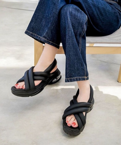 Sugar Sugar（シュガーシュガー）の「クッション ソール サンダル【SUGAR SUGAR シュガーシュガー】5900 厚底　スニーカー（サンダル・レディース・ホワイト/ブラック/ブラック×ホワイト・LL/S/M/L）」の13枚目の写真