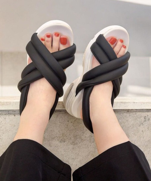 Sugar Sugar（シュガーシュガー）の「クッション ソール サンダル【SUGAR SUGAR シュガーシュガー】5900 厚底　スニーカー（サンダル・レディース・ホワイト/ブラック/ブラック×ホワイト・LL/S/M/L）」の18枚目の写真