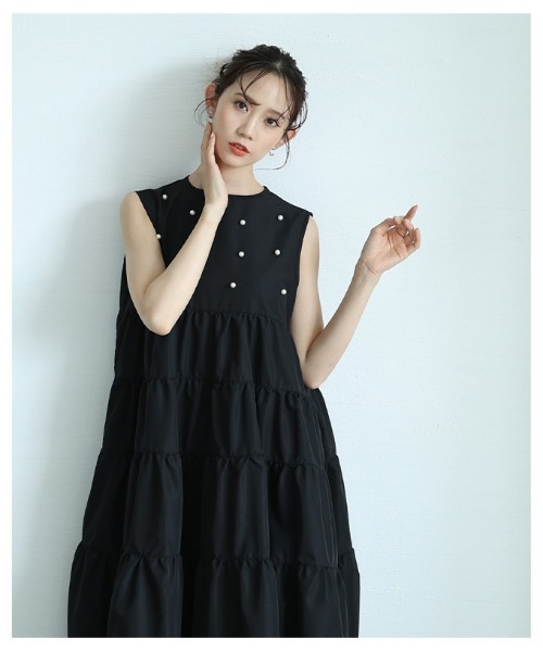Sawa a la mode(サワアラモード)の「ノースリーブティアードワンピース(ワンピース・レディース・グレー/ブラック・FREE)」の5枚目の写真