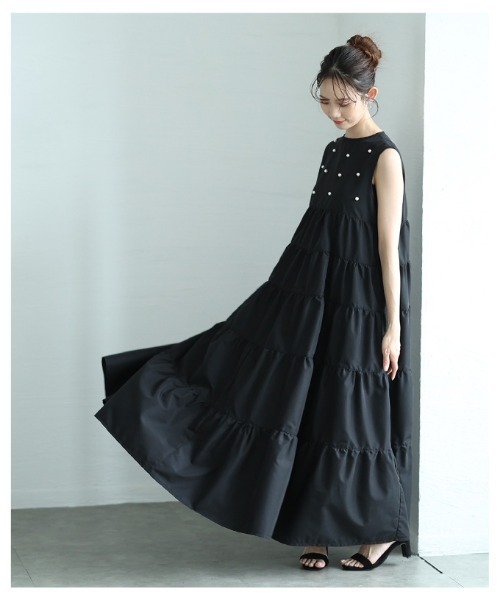 Sawa a la mode(サワアラモード)の「ノースリーブティアードワンピース(ワンピース・レディース・グレー/ブラック・FREE)」の6枚目の写真