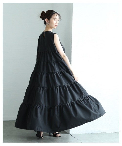 Sawa a la mode(サワアラモード)の「ノースリーブティアードワンピース(ワンピース・レディース・グレー/ブラック・FREE)」の10枚目の写真