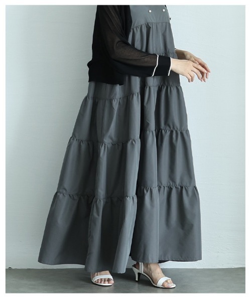 Sawa a la mode(サワアラモード)の「ノースリーブティアードワンピース(ワンピース・レディース・グレー/ブラック・FREE)」の14枚目の写真
