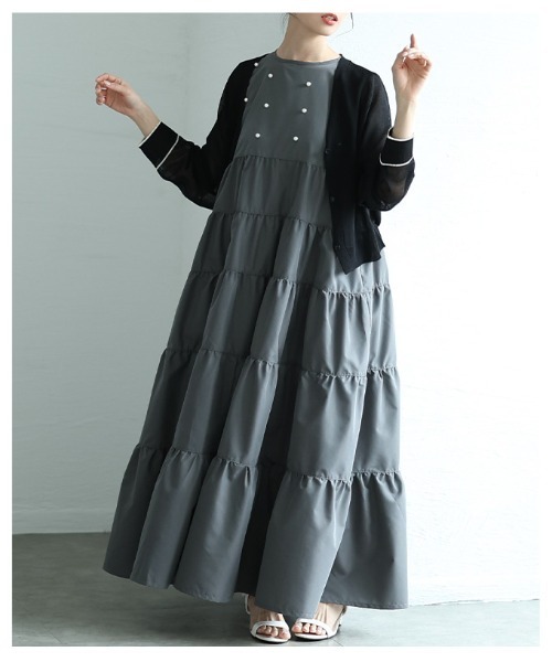 Sawa a la mode(サワアラモード)の「ノースリーブティアードワンピース(ワンピース・レディース・グレー/ブラック・FREE)」の16枚目の写真