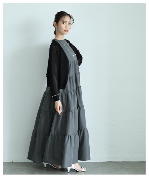 Sawa a la mode(サワアラモード)の「ノースリーブティアードワンピース(ワンピース・レディース・グレー/ブラック・FREE)」の18枚目の写真
