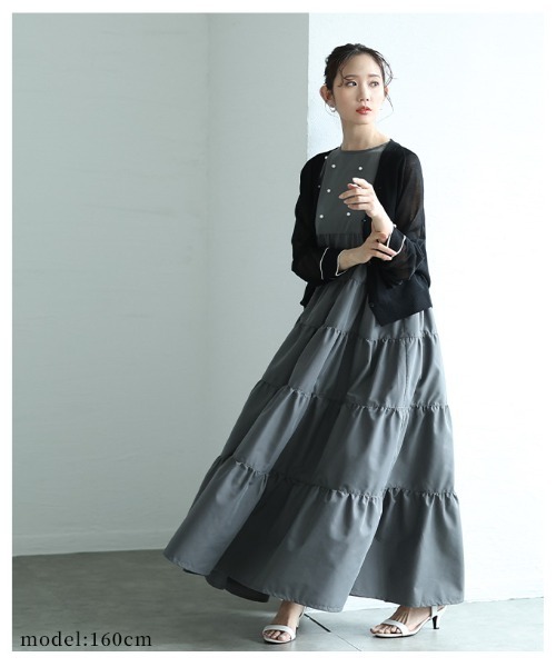 Sawa a la mode(サワアラモード)の「ノースリーブティアードワンピース(ワンピース・レディース・グレー/ブラック・FREE)」の19枚目の写真