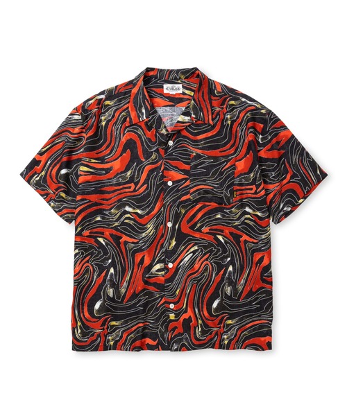 CALEE(キャリー)の「CAMO PATTERN OPEN COLLAR SH(シャツ/ブラウス・メンズ・ブラック×グリーン/ブラック×レッド・MEDIUM/LARGE/X-LARGE)」の3枚目の写真