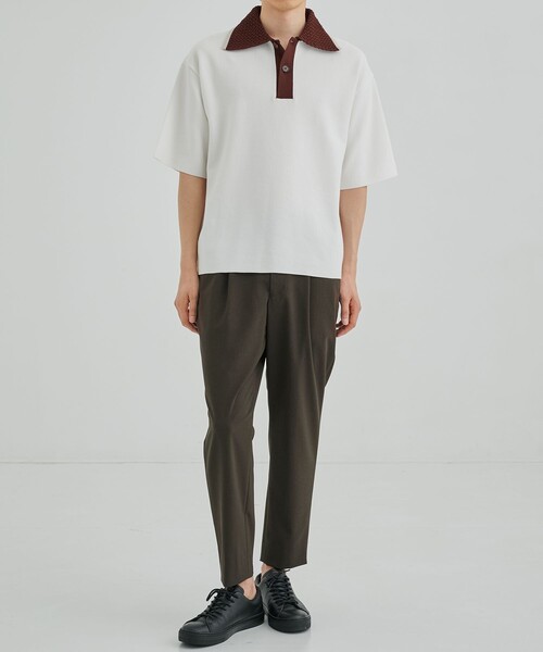 UNITED TOKYO（ユナイテッドトウキョウ）の「クロシェモダール ニットポロ　｜夏服/衿切替（ニット/セーター・メンズ・オフホワイト/ブラック・1/2）」の11枚目の写真