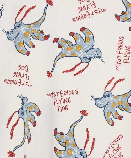 MAKE YOUR DAY（メイクユアデイ）の「空飛ぶ犬総柄裏毛トレーナー■80～140cm（スウェット・キッズ・アイボリー/モカ・140/90/130/120/110/100/80）」の16枚目の写真