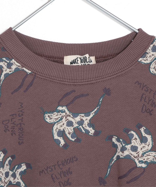 MAKE YOUR DAY（メイクユアデイ）の「空飛ぶ犬総柄裏毛トレーナー■80～140cm（スウェット・キッズ・アイボリー/モカ・140/90/130/120/110/100/80）」の15枚目の写真