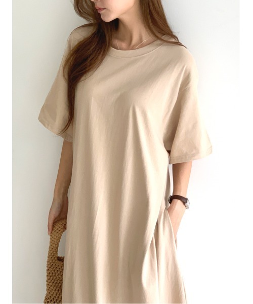 MINS MINIS(ミンスミニス)の「デイリークルーネックワンピース(ワンピース・レディース・ベージュ/ブラック・FREE)」の9枚目の写真