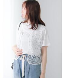 Te chichi TERRASSE（テチチテラス）の「前後2WAYフラワーレースベスト（シャツ/ブラウス）」