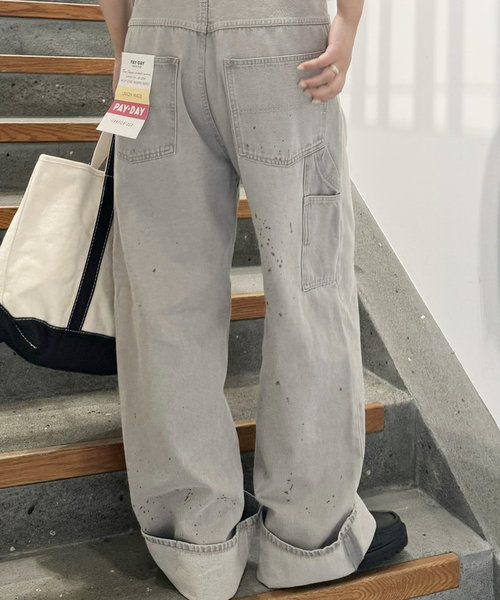 PAYDAY /ペイデイ サスペンダー付きペイント加工デニム（デニム