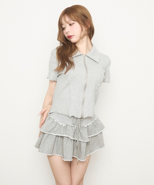 TITTY&CO.（ティティーアンドコー）の「Wジップ半袖リブトップス（パーカー・レディース・チャコールグレー/グレー/ブラック・FREE）」の19枚目の写真