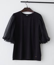 袖チュールTシャツ