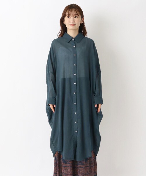 one'sterrace(ワンズテラス)の「リゾート ボイル前開きロングシャツ(シャツ/ブラウス・レディース・ブラック系8/ネイビー系5/アイボリー系8/カーキ系5・02)」の21枚目の写真