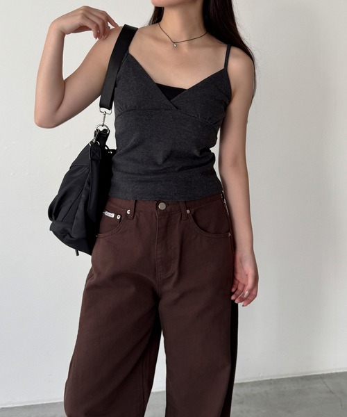 CANAL JEAN（キャナルジーン）の「HARING　カシュクールキャミソール（キャミソール・レディース・ブラウン/ブラック/チャコールグレー・ONE SIZE）」の3枚目の写真