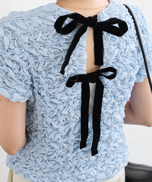 U by SPICK&SPAN（ユーバイスピックアンドスパン）の「《追加》popcorn ribon ブラウス（シャツ/ブラウス・レディース・ホワイト/ピンク/ブルー・FREE）」の17枚目の写真