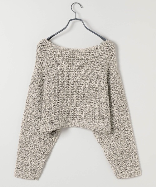 JEANASIS（ジーナシス）の「3GMIXショートテープヤーン/589936（ニット/セーター・レディース・アイボリー/グレー系その他/ブラック・FREE）」の4枚目の写真