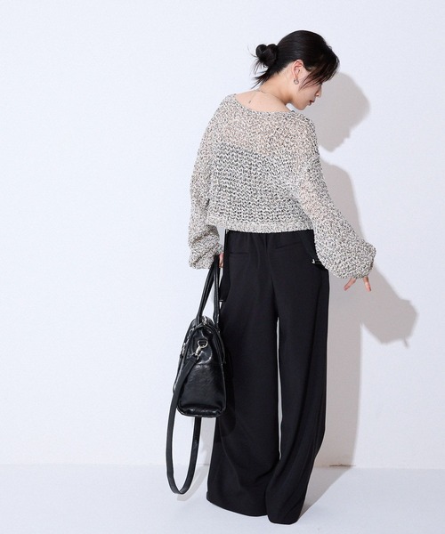 JEANASIS（ジーナシス）の「3GMIXショートテープヤーン/589936（ニット/セーター・レディース・アイボリー/グレー系その他/ブラック・FREE）」の13枚目の写真