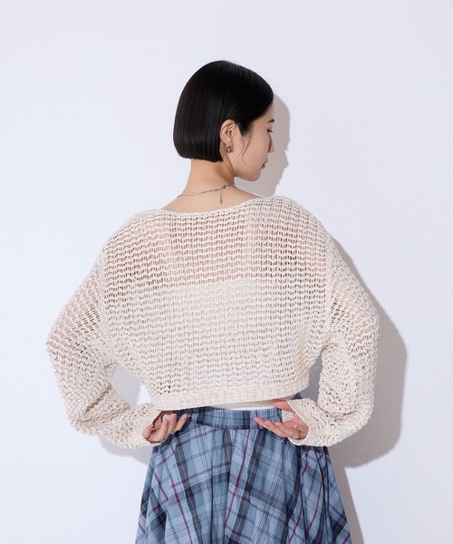 JEANASIS（ジーナシス）の「3GMIXショートテープヤーン/589936（ニット/セーター・レディース・アイボリー/グレー系その他/ブラック・FREE）」の21枚目の写真