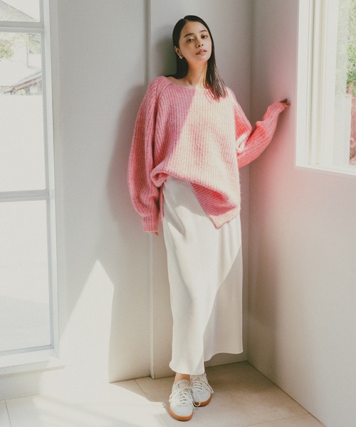 N.（N. Natural Beauty Basic）（エヌエヌナチュラルビューティーベーシック）の「【PS/低身長サイズ】サテンナロースカート（スカート・レディース・イエロー/ブラック/ブラウン/ホワイト系その他/ブラウン系その他・MEDIUM/PS/P/S）」の2枚目の写真