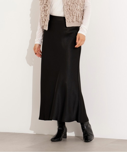 N.（N. Natural Beauty Basic）（エヌエヌナチュラルビューティーベーシック）の「【PS/低身長サイズ】サテンナロースカート（スカート・レディース・イエロー/ブラック/ブラウン/ホワイト系その他/ブラウン系その他・MEDIUM/PS/P/S）」の10枚目の写真