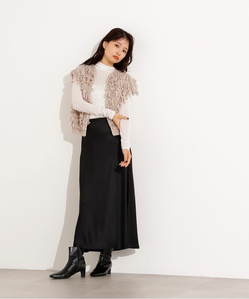 低身長向けサイズサテンロングナロースカート PS/低身長サイズ】サテンナロースカート（スカート）｜N.（N. Natural