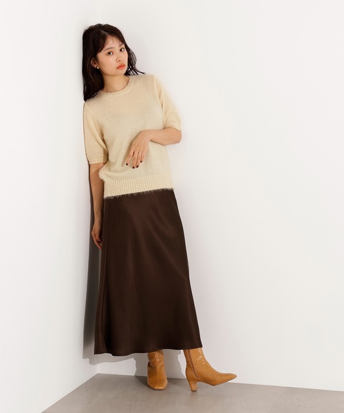 N.（N. Natural Beauty Basic）（エヌエヌナチュラルビューティーベーシック）の「【PS/低身長サイズ】サテンナロースカート（スカート・レディース・イエロー/ブラック/ブラウン/ホワイト系その他/ブラウン系その他・MEDIUM/PS/P/S）」の18枚目の写真